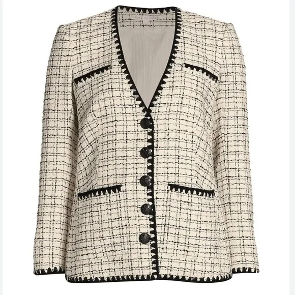 Veronica Beard Albia tweed jacket size 6 black and white new with tag